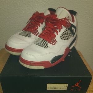 Air Jordan 4, White, Red, Black
